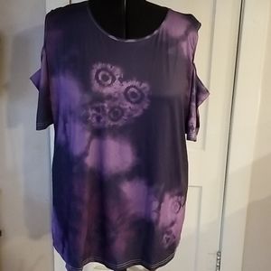 NWT Purple Tie Dye Cold Shoulder Tunic